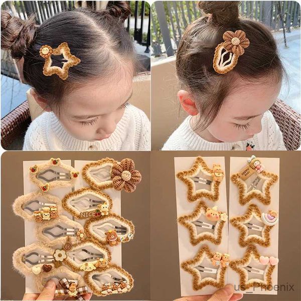 Accessori per capelli 3/5 pezzi/set Nuovi bambini Cine Coffee Coffee Colore ORNANE ORNNIALE BB CLIPS CAPIGLIA CLOUP STAR CAPPINA SENTO ACCESSORI CAPELLI