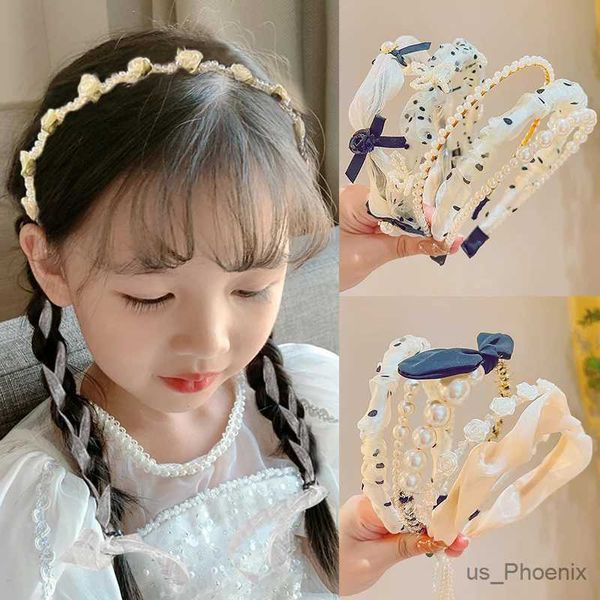 Accessori per capelli Nuovi bambini Cute Elegant Pearl Flower Bow Capone per capelli Girls Girl Cash Hoop Heads Cashs Kids Fashion Hair Accessori per capelli