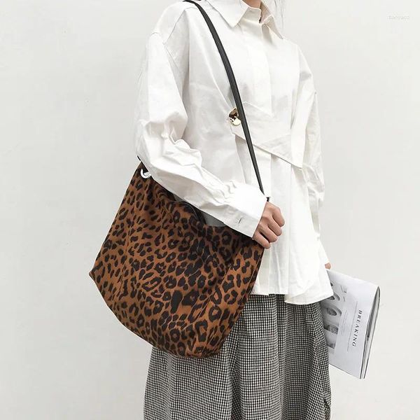 Draw String Mode Leopard Einkaufstasche große Kapazität Damen Crossbody Taschen für Frauen weiche Reißverschlussbaus und Handtasche Mädchen Telefon