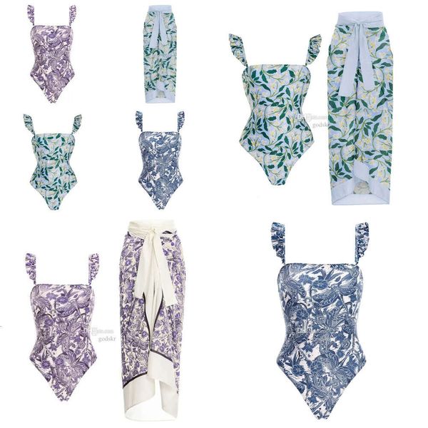 Floral Vintage Swimsuit Beach Salia French Sling Swimwear para mulheres Classic Swim Dress Multi Color
