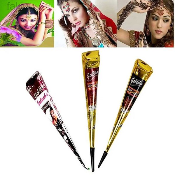 Body Paint 1PC Indian Henna Tattoo Paste Kegel Körperfarbe natürliche Kräuter -Kräuter -Heena Mehndi Temporäres Tattoo Kit Hautfarbe Tattoo Creme D240424