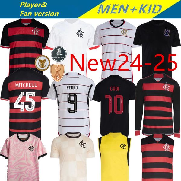 Flamengo CR Soccer Soccer Maglie versione giocatore Flamenco 24/01/25 David Luiz Diego E.Ribeiro Gabi Away Shirts da calcio 2025 2024 Pedro de Arrascaeta Men Gest del portiere Polo