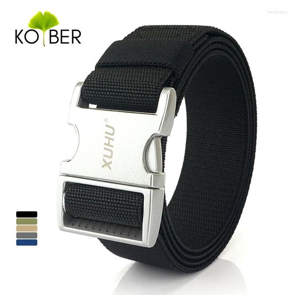 Ремни Kolber Elastic Belt для мужчин быстрое выпуск Площадь прячей повседневное 125 см серебряного растяжения мужской синий пояс