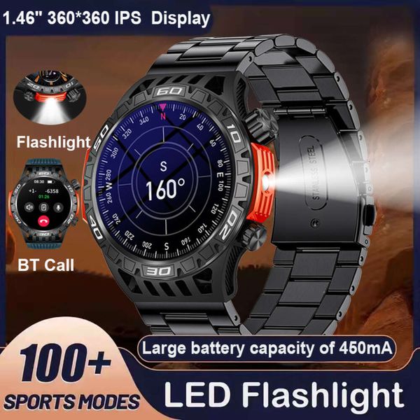 Smart Watch Uomini con illuminazione a led Compass Sports Fitness Tracker Orologio IP68 Smartwatch Bluetooth Talk Waterrooff per Android iOS