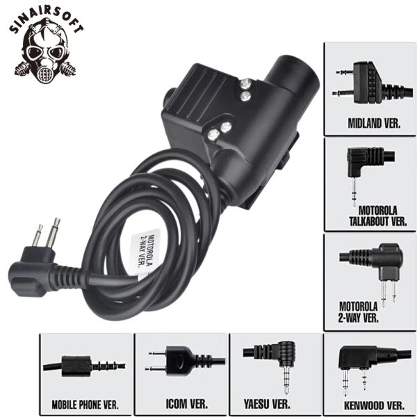 Accessori tattici U94 PTT Adattatore militare Z113 Cuffia Plutto PTT Plug Motolora/ Kenwood/ Yaesu/ Midland/ cellulare/ Accessorio per cuffie ICOM