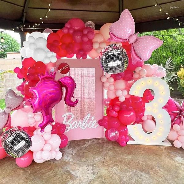 Decorazione per feste 129 pezzi Pink Balloon Garland Arch Kit Girl Balloons for Princess Decorations a tema Decor Baby Shower Birthday