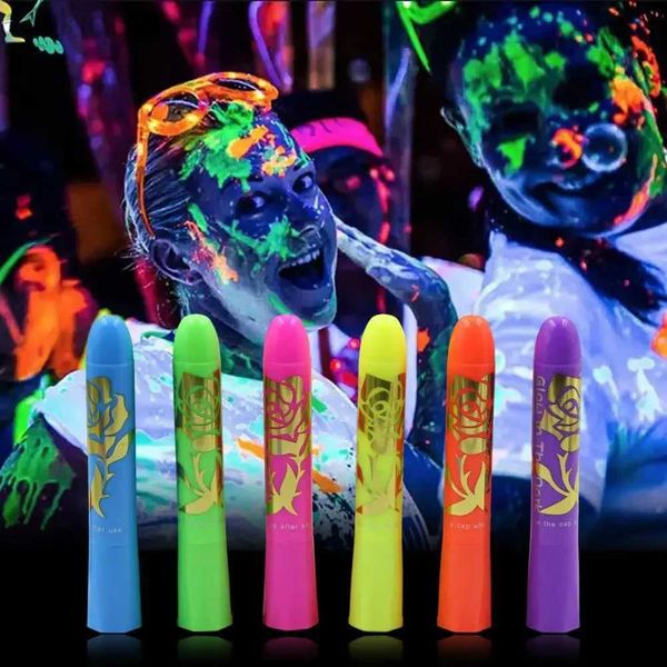 Körperfarbe 6pcs/set luminöser Gesichtskörperfarbe Crayon Glow Stick Party liefert lebendige Farbe