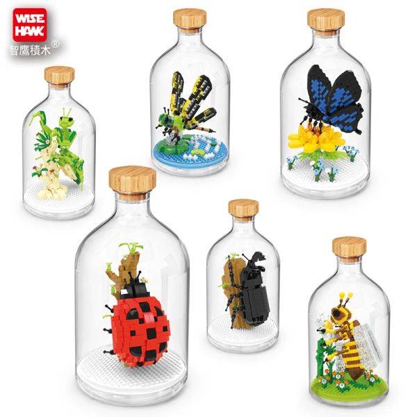 Bloklar mini böcekler yapı blokları Ladybug Kelebek Arı Dua Mantis Bricks Hayvan Oyuncakları Çocuklar İçin Eğitim