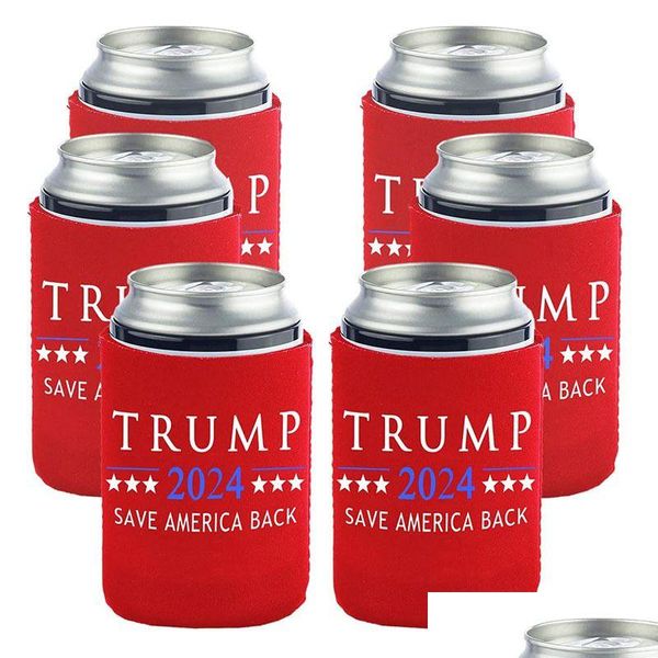 Decoração de festa 2024 Trump latas titular 12 oz neoprene 330ml Bottle Bottle Drop Drop Deliver