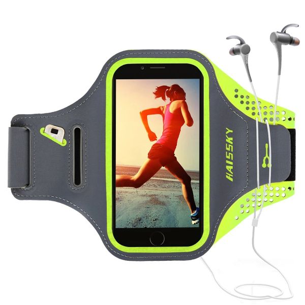 Braçadeiras HAISSKY Sports Bolsa de braçadeira de corrida para iPhone 13 12 11 Pro Max XR na mão Capa de banda de braço de latão para Samsung S22 S21 Xiaomi