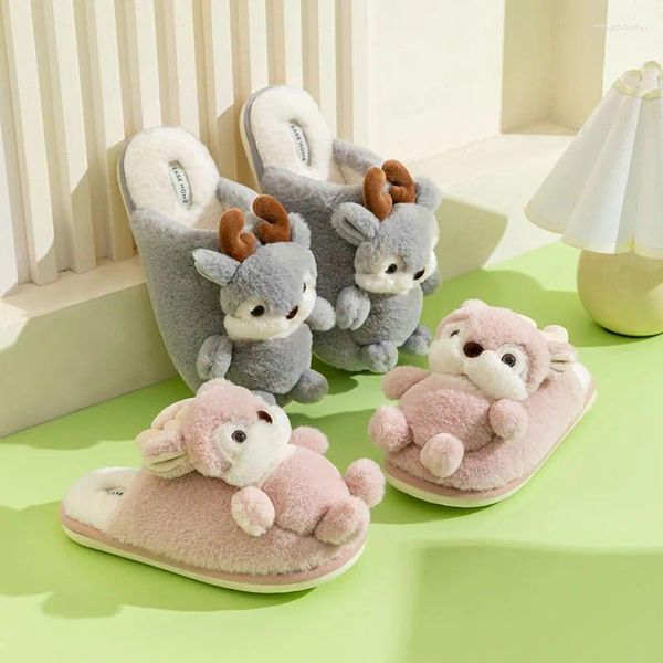 Pantofole autunno inverno adorabili muli di muli cartone animato peluche scarpe da casa pelosa a pelosi da pelio