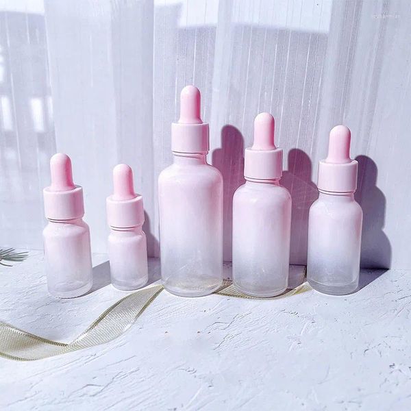 Garrafas de armazenamento 10pcs 30ml 50ml Gotas de garrafa de gotas de vidro rosa com pipetas de óleos essenciais vazios para perfume cosmético