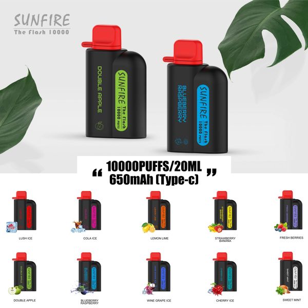 2024 Популярный солнечный огонь DTL 10000 Puffs Bar Onsosable Pen Vapes 9000 12000 15K Puffs E CIG -испаритель Регулируемый поток воздушного потока Вейп 20 мл Eliquid Vaper Vapor France NL Hot