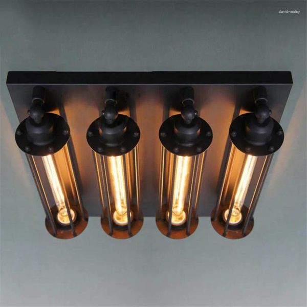 Luci a soffitto Village Retro American Style Industrial Bar Bar Restaurant Lampada del corridoio 110/220V E27 4 Holder Edison Bulb