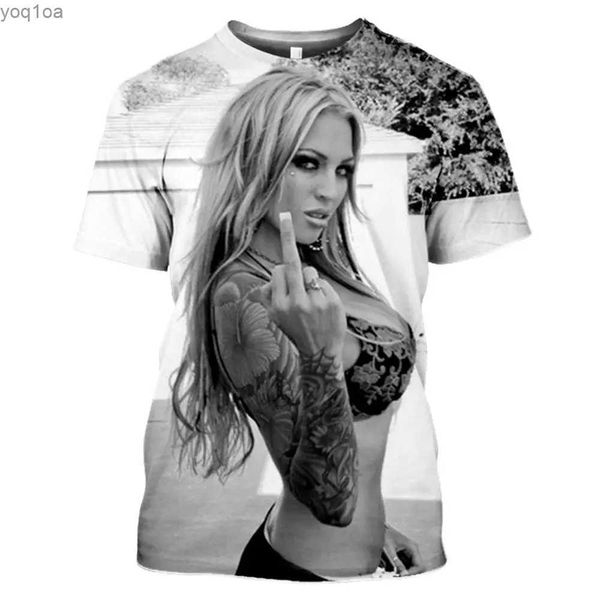 Camisetas masculinas 2023 deusa sexy 3d impressão masculina camisetas femininas verão solto de streetwear casual o jarros curtos tops tees