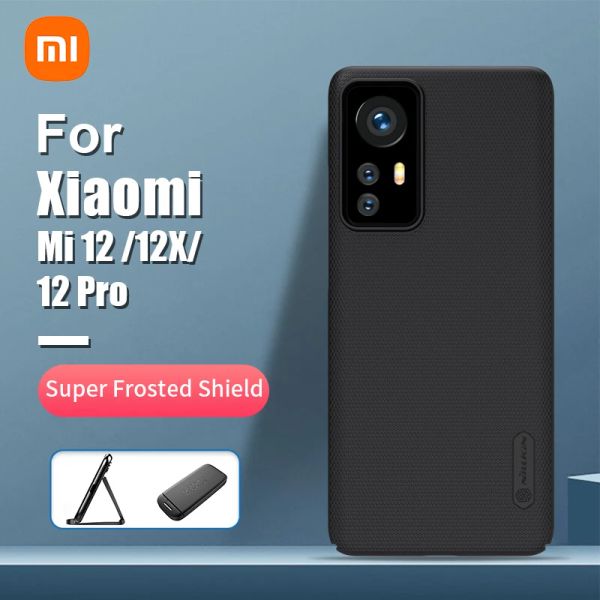 Xiaomi için Bilezikler 12 PRO 12 Pro Case Nillkin Buzlu Kalkan Şok geçirmez Sabit PC Koruma Kapağı Xiaomi Mi 12/12 Pro