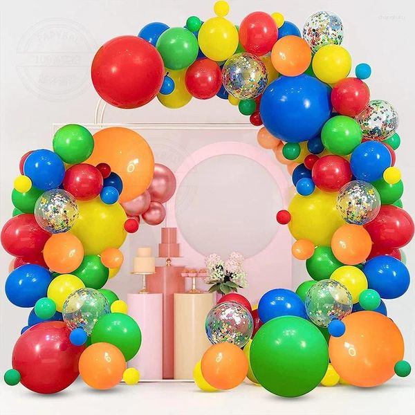 Party -Dekoration 118pcs Luftballons Garland Erz Kit Rianbow Confetti Latex für Jungen Geburtstag Hochzeitsdekorationen