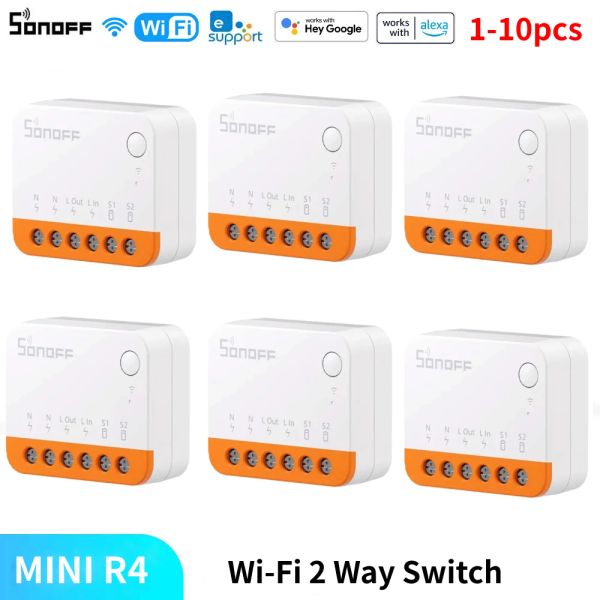 Управление 110 шт. Sonoff Mini R4 Wi -Fi Switch Module 2 Way Switch Mini Extreme Smart Home App Ewelink удаленное управление Alexa Google Home Alice