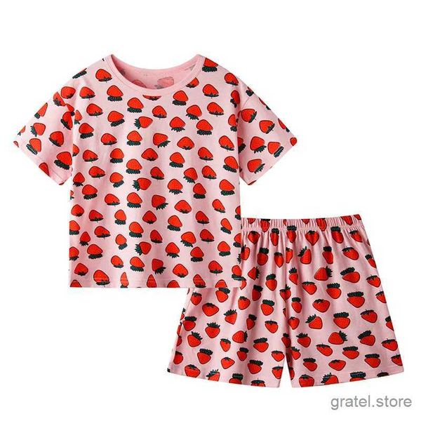 Roupas conjuntos infantis de verão de manga curta de verão use roupas de dormir puro algodão ar condicionado de ar condicionado Princesa menina bebê