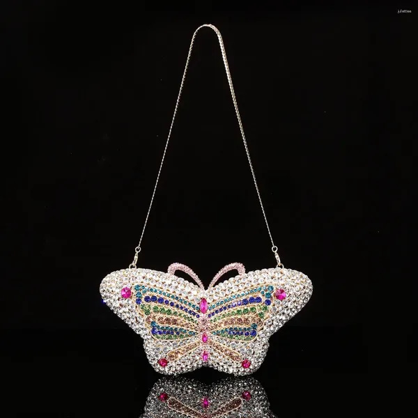 Akşam çantaları est kristal çanta tasarımcısı kelebek şekil debriyaj balo el çantaları hayvan elmas çanta partisi