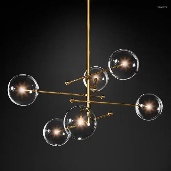 Kronleuchter Nordic Glass Ball Schwarz Gold für lebende Esszimmer Schlafzimmer Restaurant Anhänger Beleuchtung Home Decor Glanz Gerät