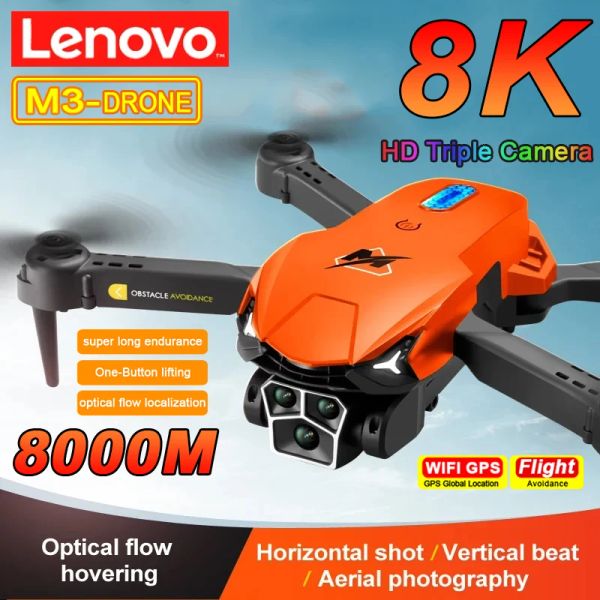 Drohnen Lenovo M3 Drohne FPV Professioneller Quadcopter mit Kamera HD 8K Fernbedienung Hubschrauber RC -Flugzeug für Erwachsene und Kinderspielzeuge
