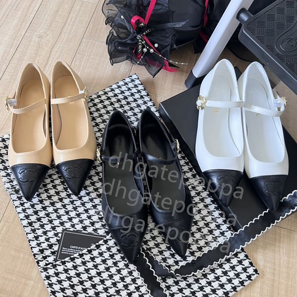 Мэри Джейн Балет с плоской обувь ремешок для сандаловых туалетов Женская плоская одежда роскошные дизайнерские обувь Обувь офис черный белый размер 35-40