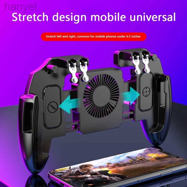 Игровые контроллеры Joysticks 6 Fingers Gamepad Мобильный телефон съемки игровой кнопку Gamepad с охлаждающим вентилятором для Pubg Game Controller Joystick D240424