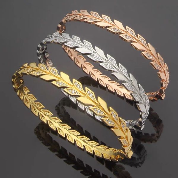 Fashion Leaf Shade Bracelet Designer Trendy Bangle Fashion Luxo Judeu Jewlery Titanium Steel 18K Gold Bated for Woman Man Bracelets Silver Rose Gold Jewelry Bangle