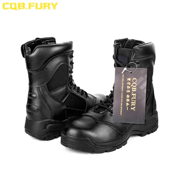 Boots CQB.Fury Подлинная кожаная осенняя военная спецназ тактические сапоги ковая кожаная черная боевая армия ботинок с Zipper ZD99