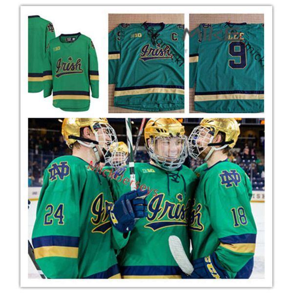 Kob 18 Jake Evans Hockey Jersey Cal Petersen Steven Fogarty 9 Anders Lee 5 Robbie Russo 21 Bryan Rust Maglie di ghiaccio cucite Nd College Custo