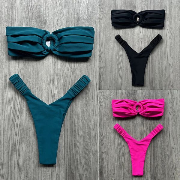 Micro Bikini Push Up Kadın Mysuits 2024 Seksi Kadın Mayo Brezilyalı Set Thong Biquini Yüzme Takım Plaj Giyim 240417