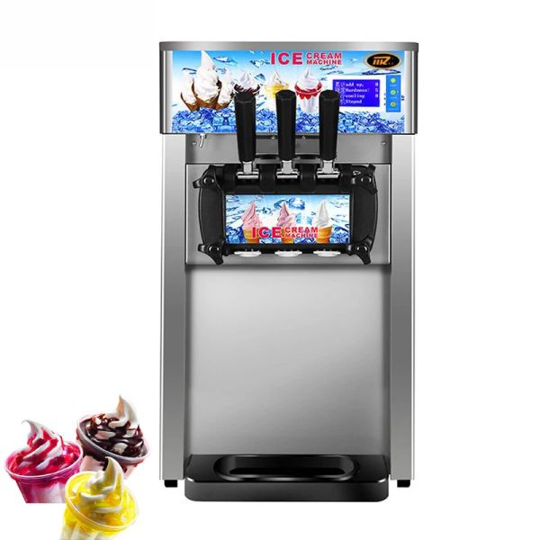 Mesa dos fabricantes prata Três sabores sorvete macio Máquina de fabricante comercial 220V Small Ice Cream Máquina de Creme Pequeno Ruído