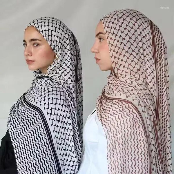 Ethnische Kleidung 2024 S Keffiyeh Print Muslim Damen Hijab Palästina Hochwertige Schal -Frauen -Schal 185 70 cm