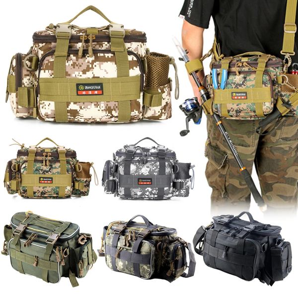 Accessoires tragbarer Angelbeutel große Kapazität Fischerei Tackle Bags Männer Multi Purpose Crossbody Bag Fishing Köder Ausrüstung Aufbewahrung von Umhängetaschen