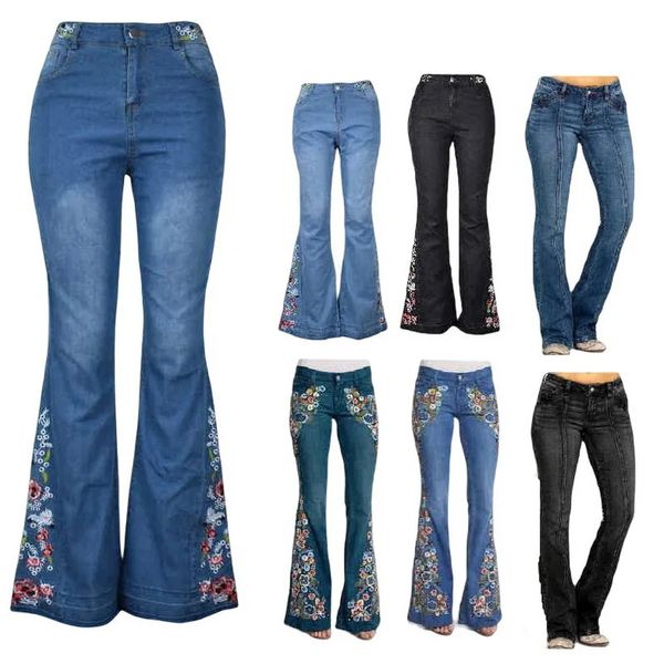 Pantaloni a vita alta pantaloni da donna a gambo streetwear ricamato a gamba ricamato tutto il match 240423