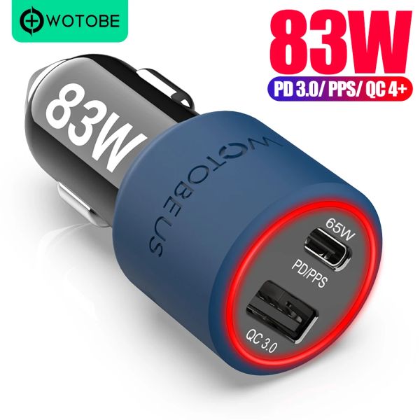 Caricabatterie per auto veloci da 83W, 1PORT USB C PPS/PD 65W/45W/30W/20W, 1PORT QC3.0 per P30/20 Tipo C Tablet per laptop iPhone 13/12 S20/Nota 10/20