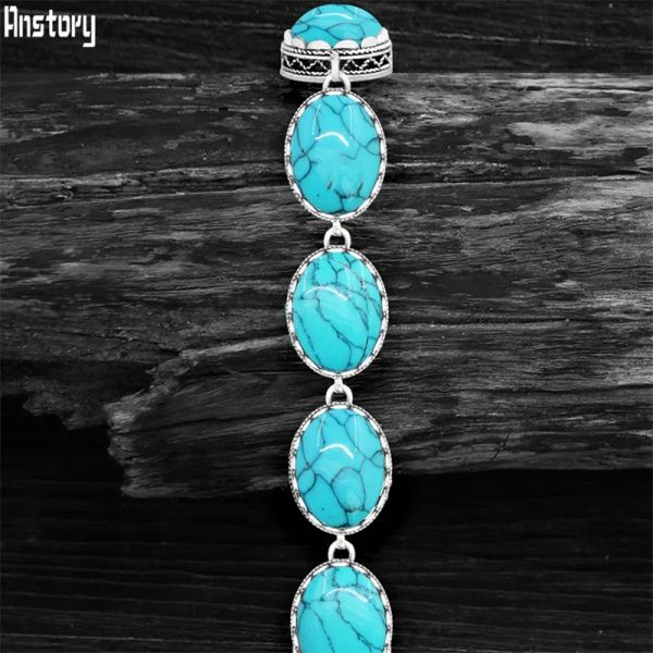 Strands 5 colori Oval Sintetico Turquoises Braccialetti per donne Flower Bead Antiqua