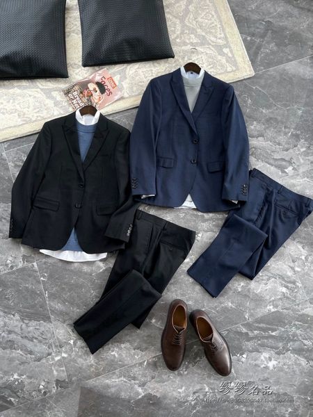 Mens Blazers define quatro estações Brunello Business Circle Suit de calças casuais Suits Cucinelli Black Navy Blue