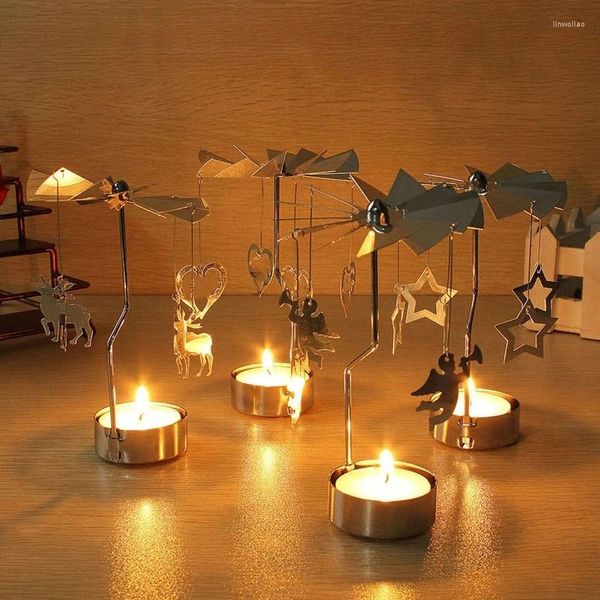 Titulares de velas Tealight Carousel Rotary Tea Light Birthday Gift Charms Spinning Dinner Bar Party Party Party