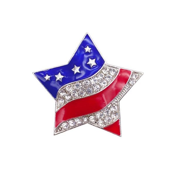 Spille da spille 10 pezzi/lotto bandiera americana spilla cristallo rinestone smalto stella stella forma quarta di jy USA Pins Patriotic per regalo/decorat dhuez