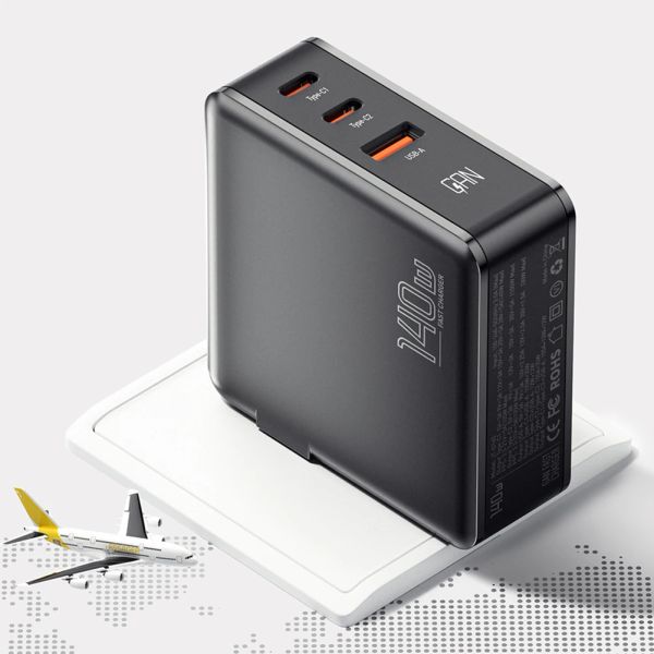 Ladegeräte 140W GaN USB Typ C Ladegerät Laptop 100W PD Schnelle Ladung für MacBook Air M1 M2 Pro iPhone Samsung 65W Tablet Telefon -Chager