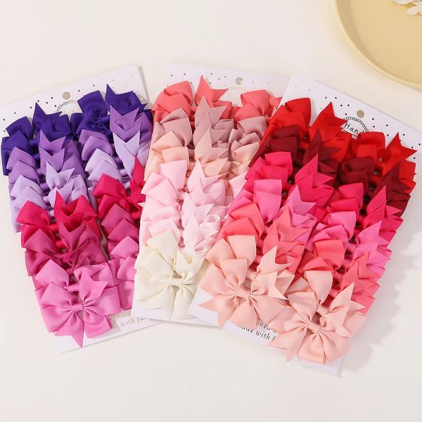 Accessori 24pcs/set per bambini copricapo colorato colorato per capelli gravi bambine solide color bowknot clip per bambini fatti a mano Regali per capelli