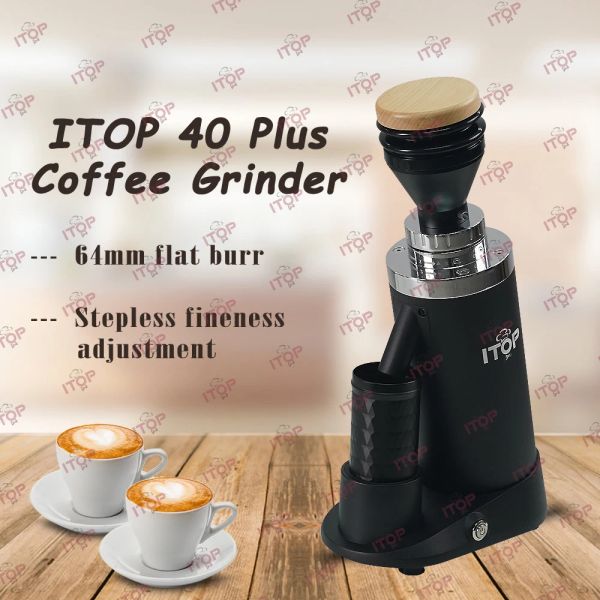 Grinders Itop40 plus 64 mm flacher Titan Burr Kaffeemühle Upgrade Schrittlos Feinheit Einstellung Espresso Kaffee Pulver Schleifmaschine