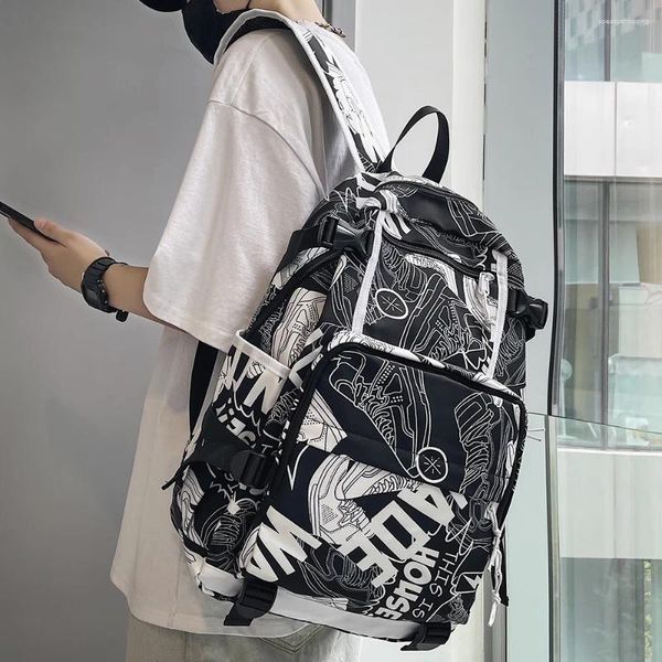 Backpack Harajuku Girl Male School Bag Feminino Graffiti Menino Mulheres Book Boy Nylon Ladies Laptop Student