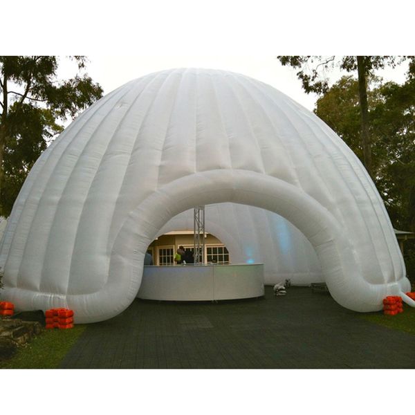 10m dia (33 pés) com tenda de cúpula inflável de ar branca personalizada de soprador com iluminação de iluminação LED Pavilhão de festas igloo de iluminação de iluminação para eventos