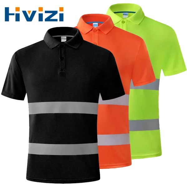 Roupas masculinas camisas noturnas trabalhos de trabalho reflexivo de manga curta roupas de trabalho seco rápido para homens camiseta respirável Tops de alta visibilidade