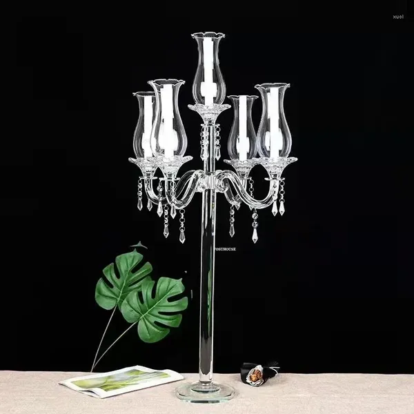 Candelas Crystal Glass Wedding Candlestick Ornamentos leves decoração de luxo de luxo Mesa de jantar europeu