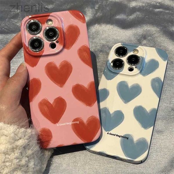 Casos de telefone celular Caso de amor simples para iPhone 14Pro Max 13 Pro 13 Pro Max 14 14Plus 14Pro acrílico hard casos de telefones celulares