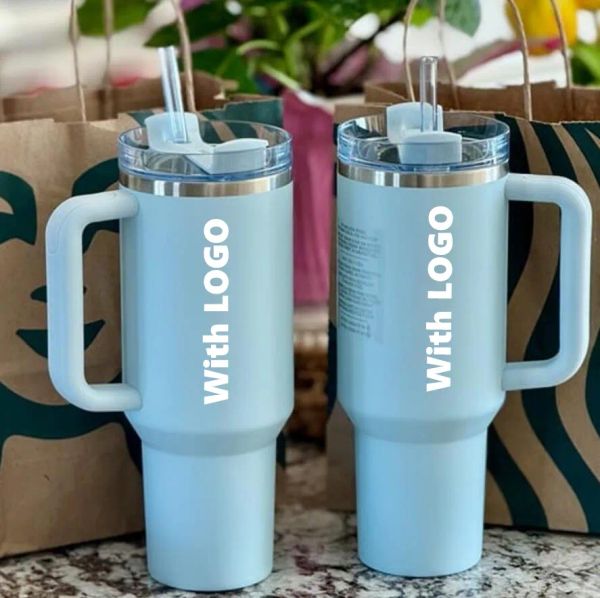 Cobrand açık mavi bahar kırmızı tatil 40 oz söndürücü H2.0 Tumblers Conps Sap kapağı ve saman kobrited kış pembe geçit töreni araba kupaları 40oz logo 0424